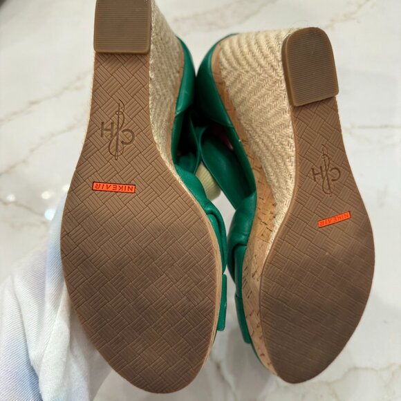 Cole Haan Nike Air Green Leather Espadrille Wedges SZ 8 - Picture 9 of 12